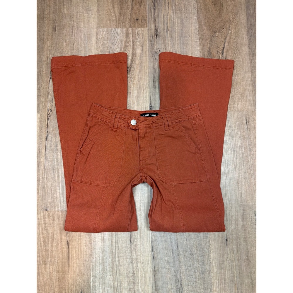 Almost Famous Burnt Orange Low Rise Flare Pants Rust Bell Bottom Size 5
